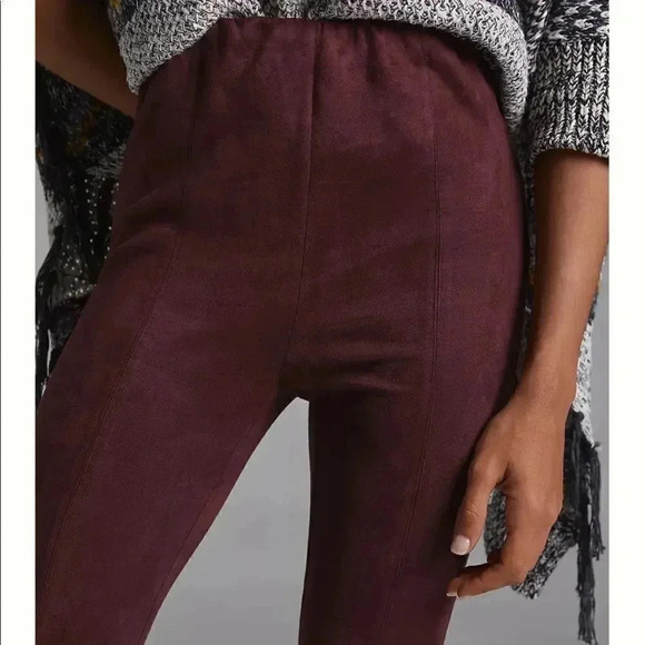 Anthropologie | Avec Les Filles Sueded Slit-Hem Leggings in Plum - Picture 4 of 7